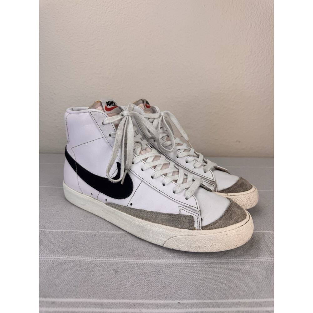 Men’s Nike Blazer Mid 77 Vintage Style Lace Up Leather Sneakers White Black 10